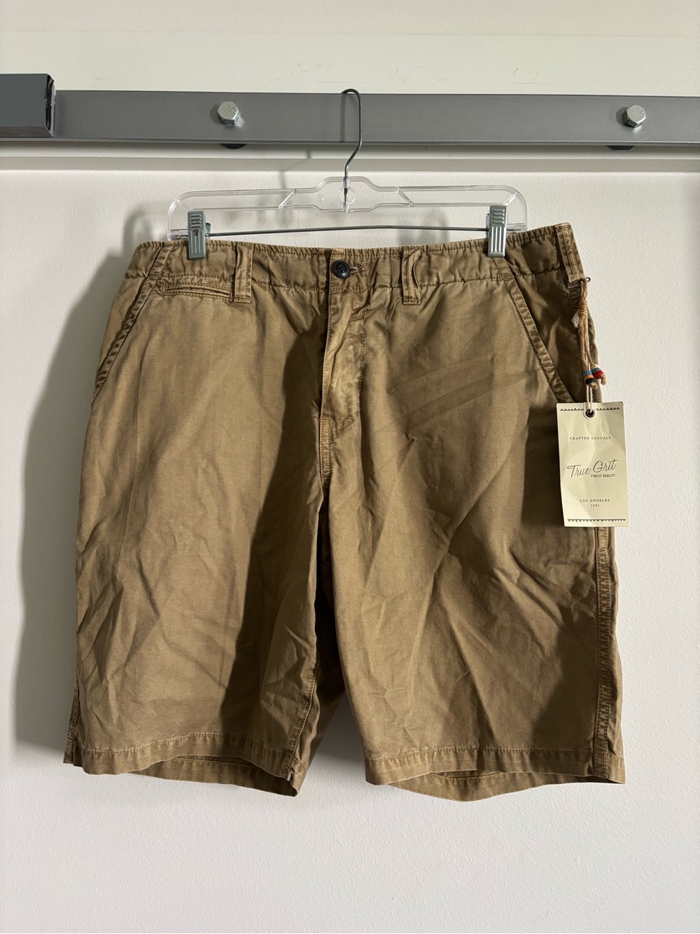 True Grit Men's Khaki Flat Front Cotton Shorts